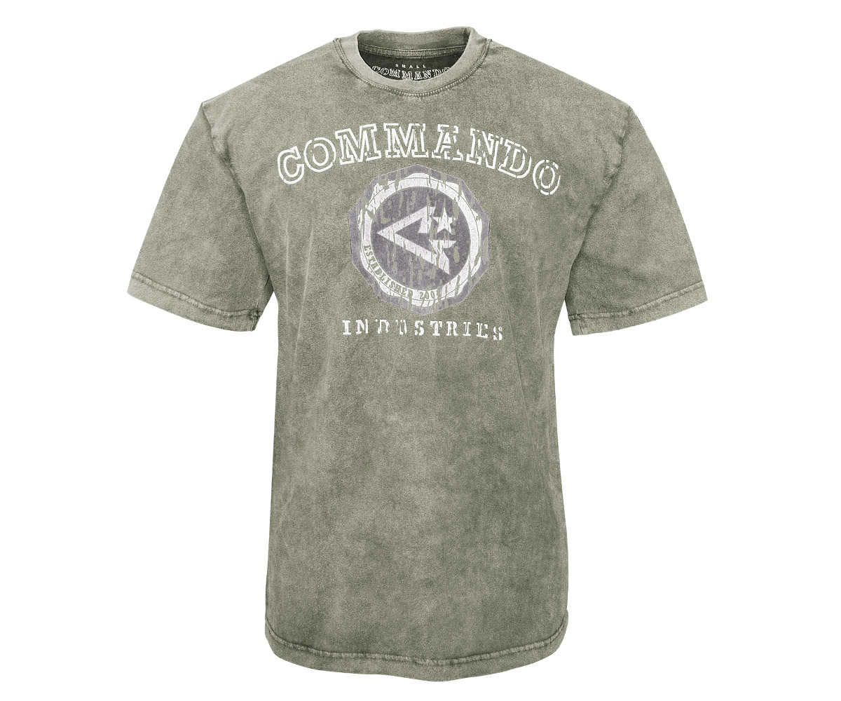 Commando T-Shirt Logo Vintage 2 oliv, großes Pic Commando T-Shirt Logo, Vintage, oliv